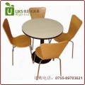 圆形防火板餐桌一桌四椅组合 各种形状快餐桌椅定做 优尼克家具